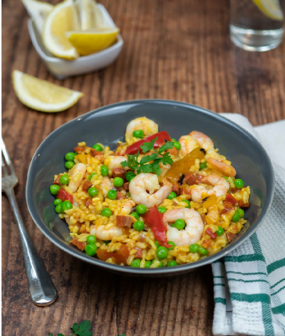 PRAWN AND CHORIZO PAELLA