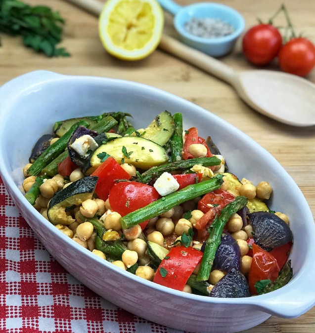 CHICKPEA AND ROASTED VEGETABLE SALAD