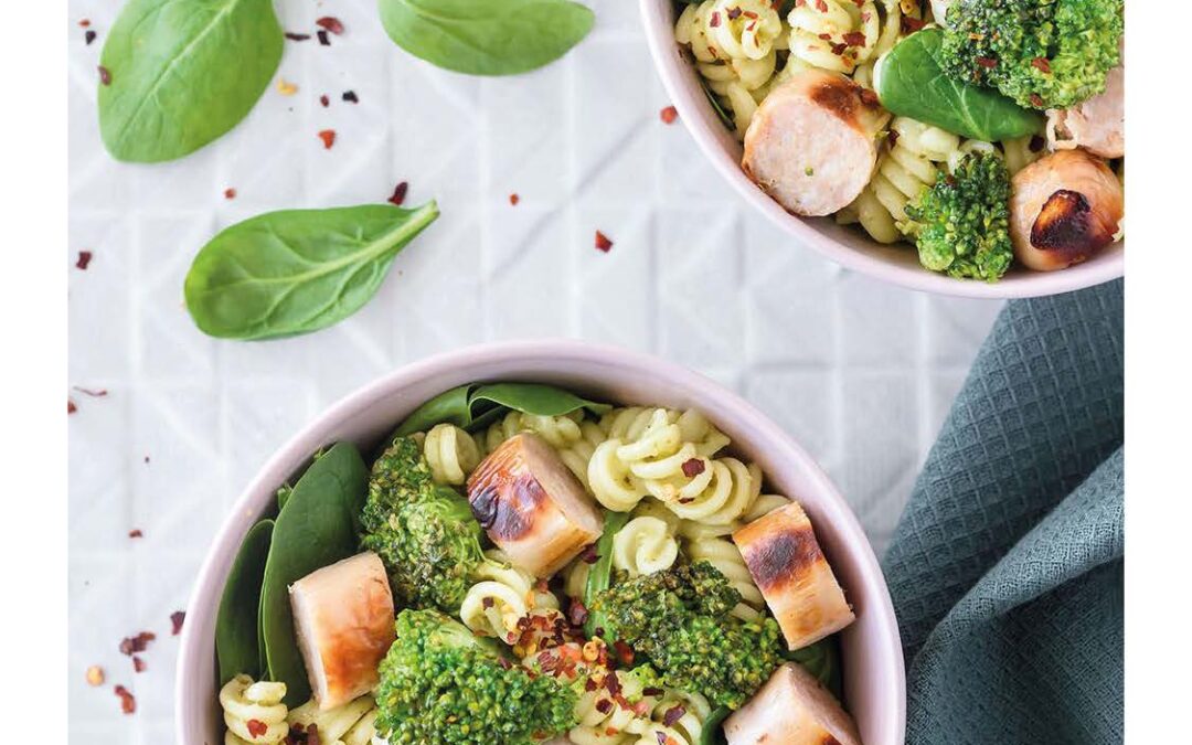 pesto pasta with sausage