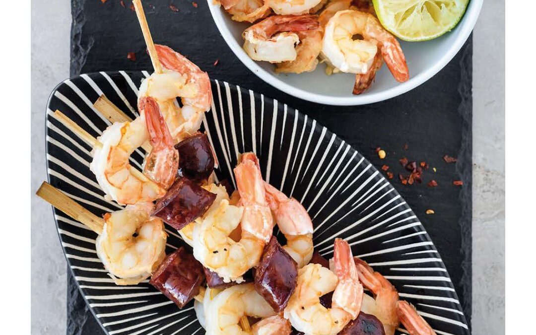 prawn & chorizo skewers