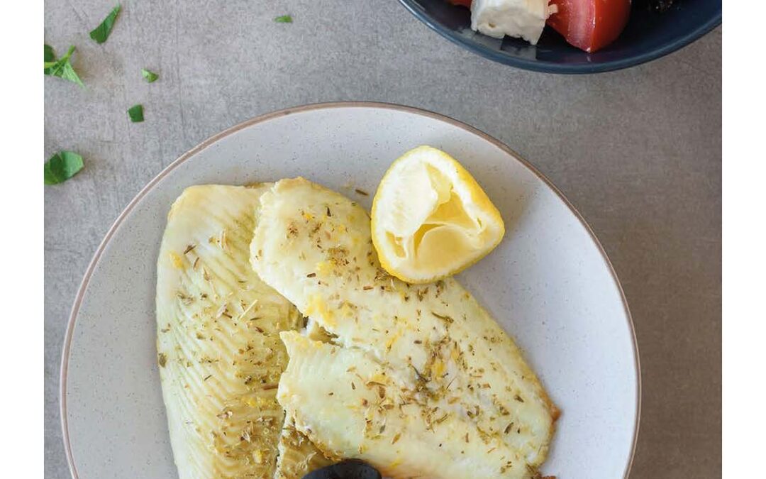 GREEK STYLE FISH AND SALAD
